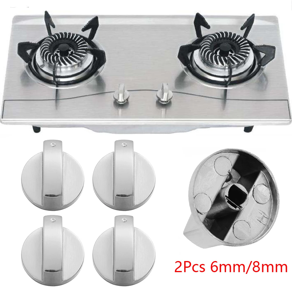 2Pcs 6/8mm Universal Metal Rotary Switch Control Knobs Kitchen Cooker Gas Stove Oven Cooktop Accessories