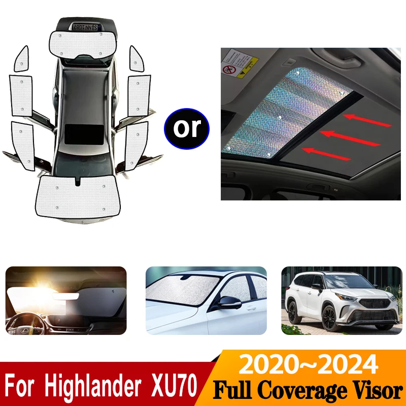 

Car Sun Visor Cover For Toyota Highlander XU70 Kluger 2020~2024 MK4 Auto Anti-UV Sunscreen Window Sunshade Cover Car Accessories