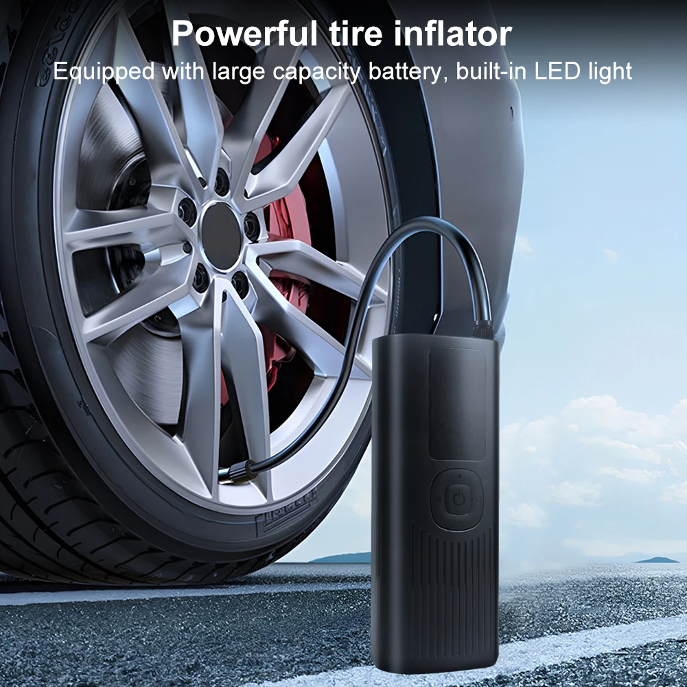 Cordless Tire InflatorLED Light Portable Air Compressor Pressure Detection Smart Tire Pump for Car Motorcycle Bicycl