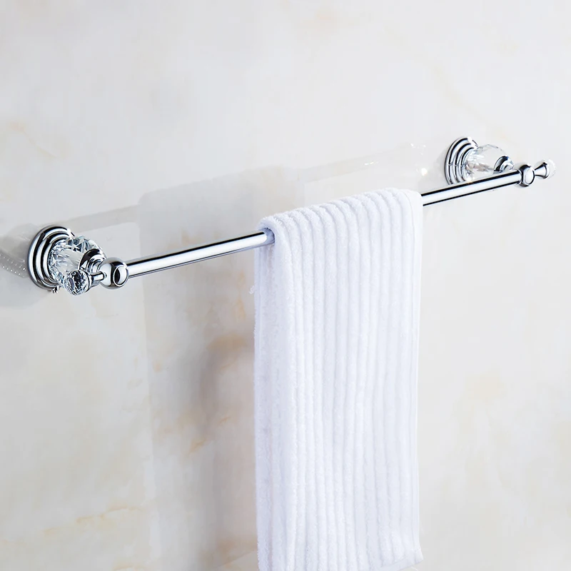 Bathroom Single Towel Bar Towel Rack Holder Solid stainless steel Chrome Crystal Decoration Bathroom Accessories 60cm