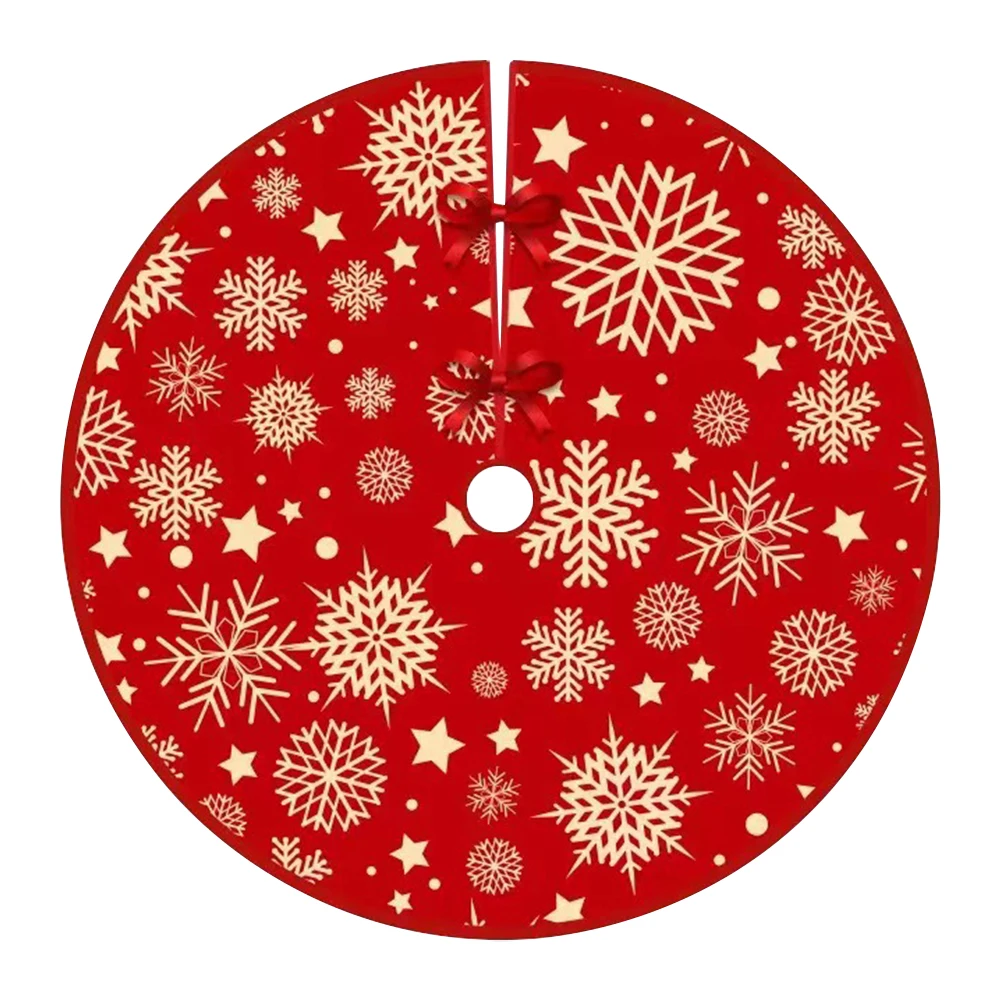 60/90Cm Christmas Tree Skirt Red Christmas Tree Foot Cover Santa Claus Snowflake Carpet Base Mat Decoration