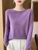 Autumn Winter Women Clothing O-Neck Pullover 100% Merino Wool Sweater New Fashion Cashmere Tops Bottoming Long Sleeve Knitwear 6