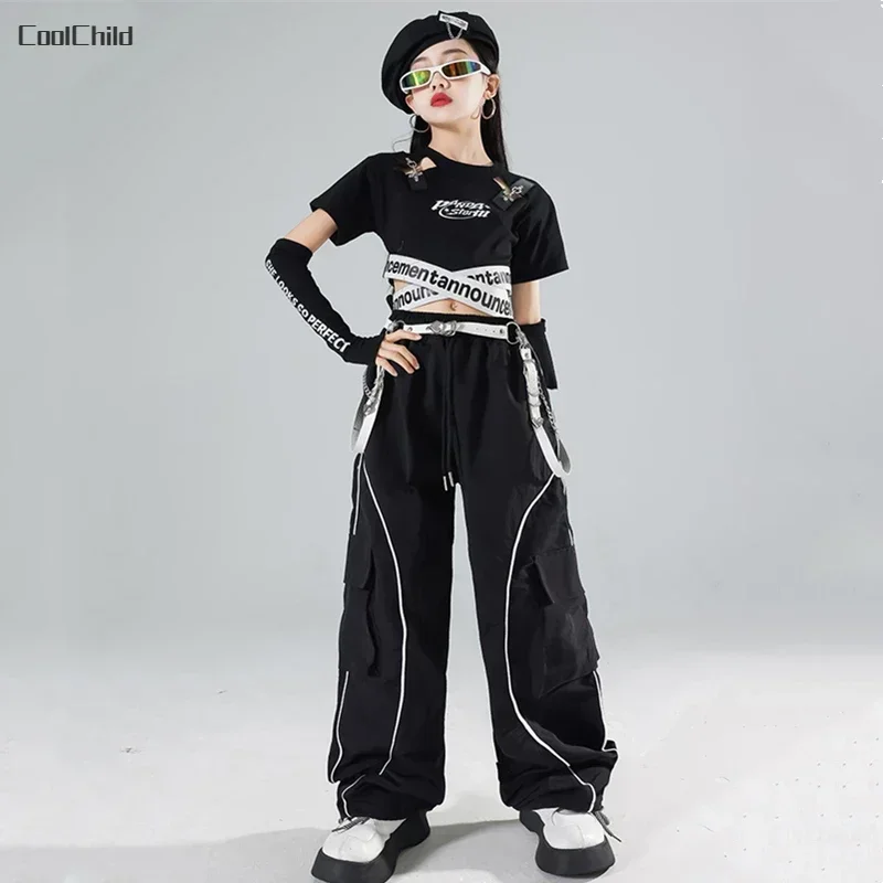Hip Hop Bambini Crop Top Street Dance Pantaloni cargo Gonne a