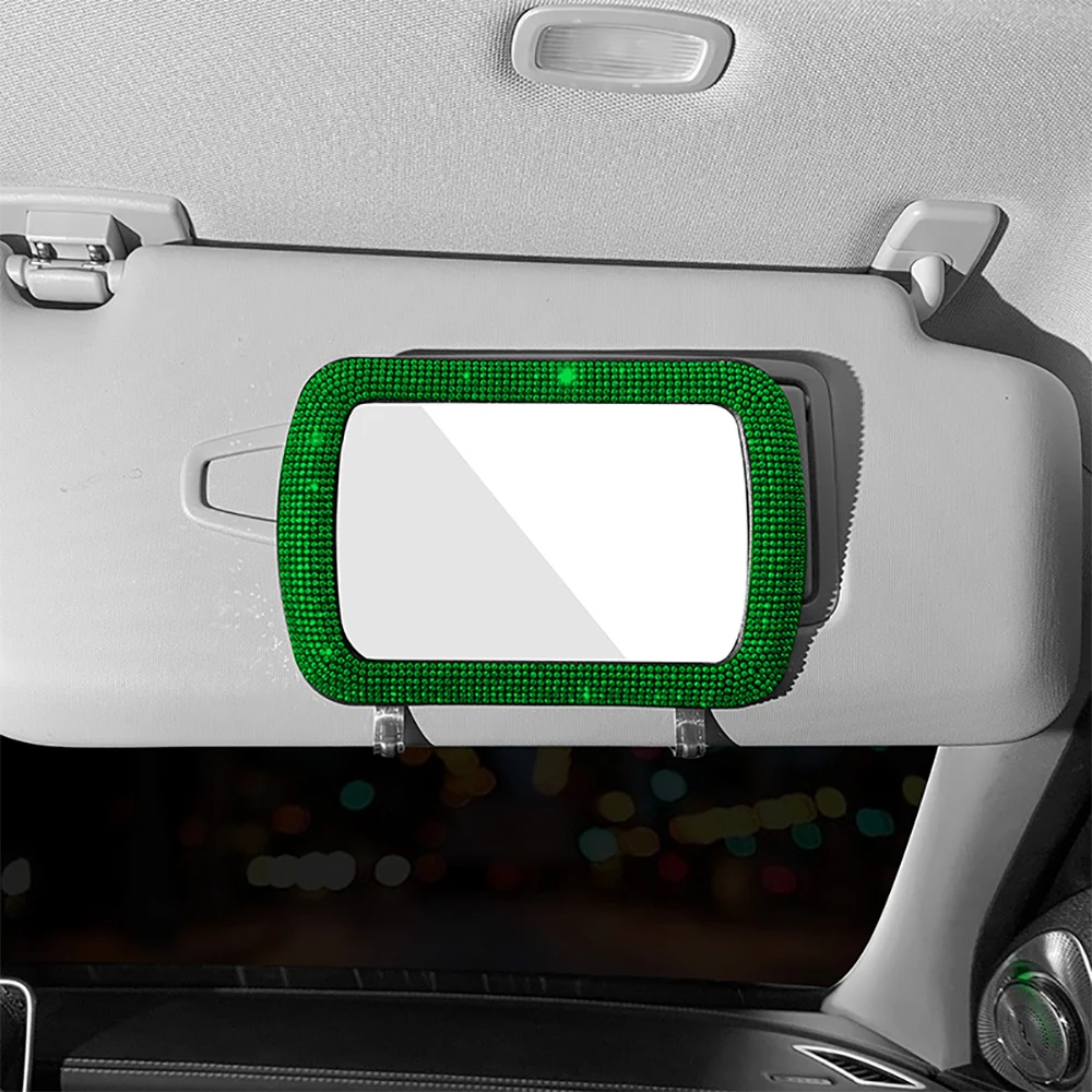 Rhinestone Car Visor Decoration Mirror Auto Women Makeup Mirror Auto Sunshade Rear View Cosmetic