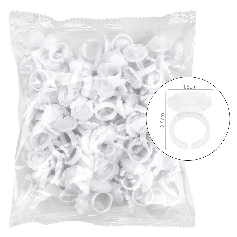 100 stücke Blume Ring Tasse für Wimpern Verlängerung Kleber Halter Container Tattoo Pigment Lash Liefert Großhandel Einweg Werkzeuge – Detail 8