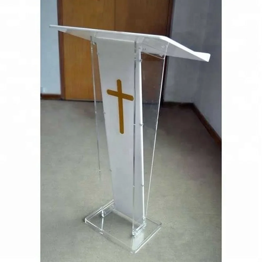 Clear Podium Stand - Acrylic Pulpits for Churches, Professional Portable Presentation Podium Lectern with Wide Reading Surface 3