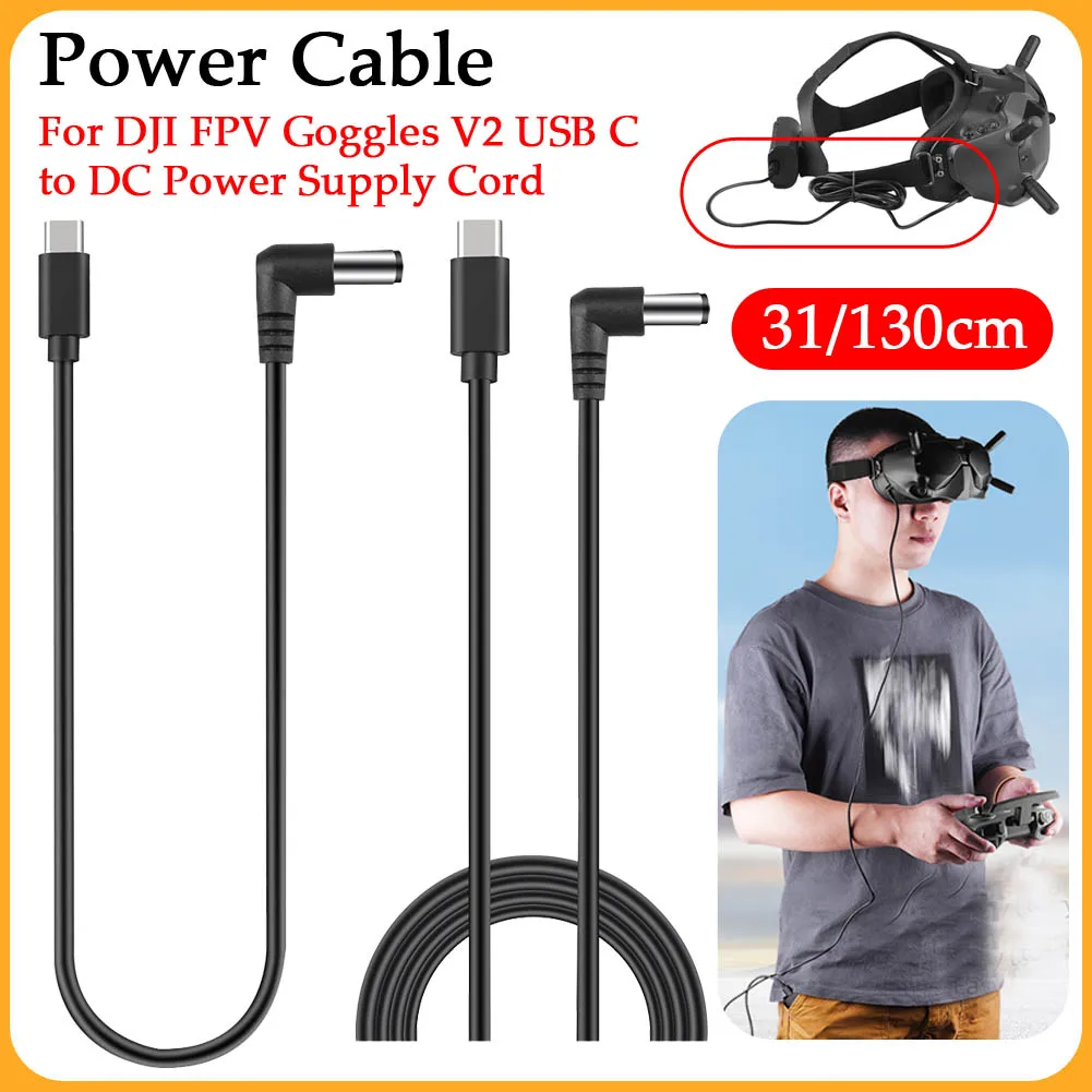 Power Cable USB C to DC Power Supply Cord Flying Glasses Charging Cable Drone for DJI FPV Goggles FPV Goggles V2