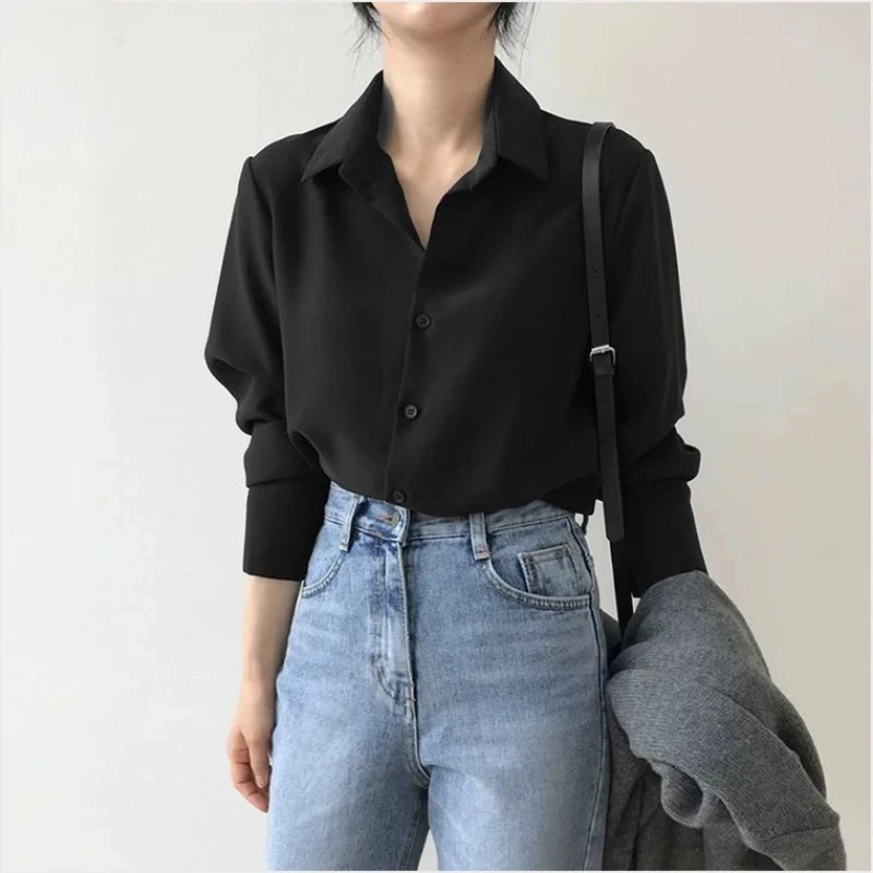 New Autumn Women's Clothing  Women's Long Sleeve Cardigan Shirt Fashion Button Single-breasted Lapel Casual Shirt Elegant Top