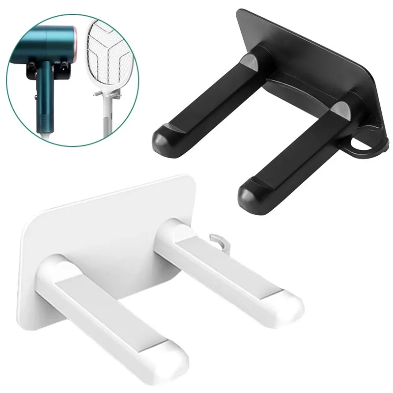 

Hair Dryer Holder Plastic Wall Mounted Punch-free Self-adhesive Organizer Shelves Home Rack Organization Accessories