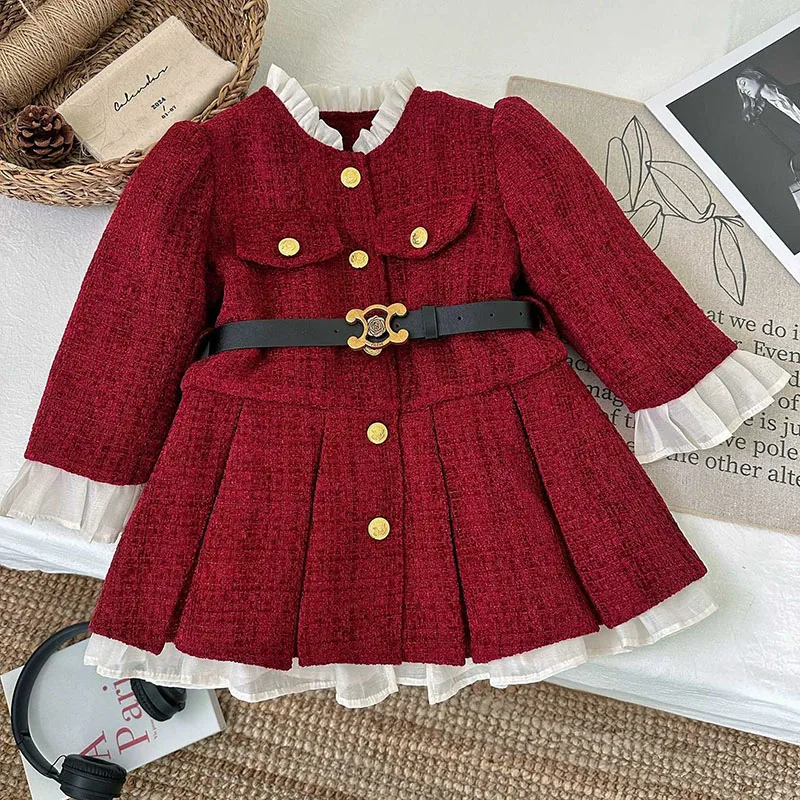 Autumn Kids Fleece Padded Girls Coat Dress