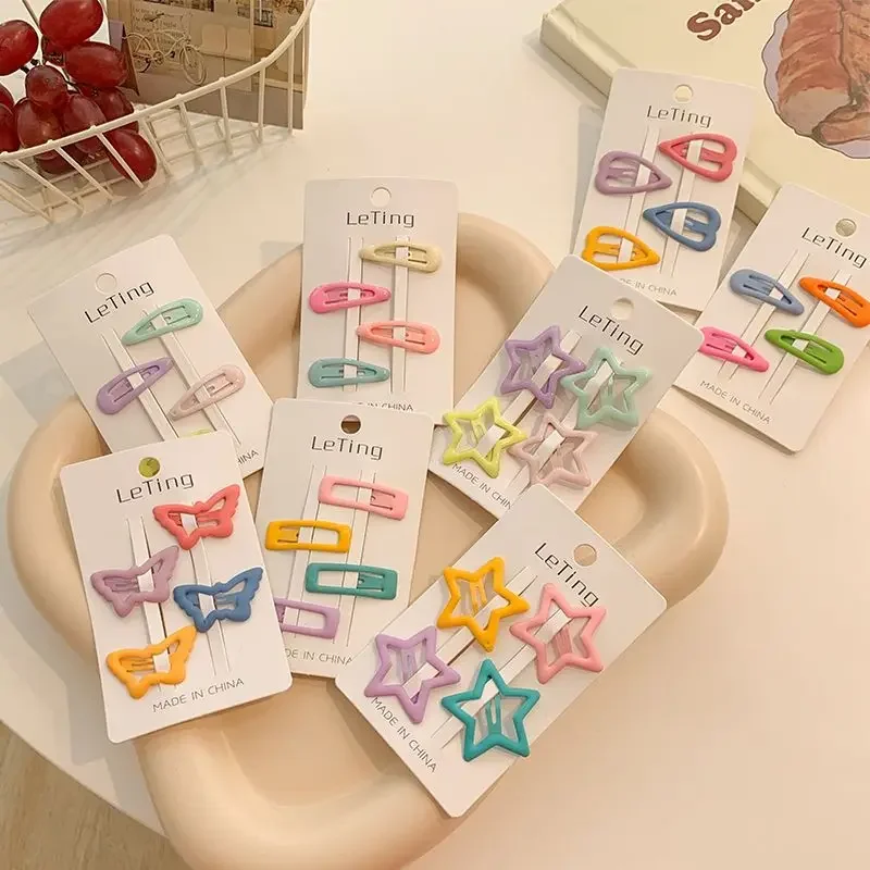 Children Hair Clips Ornament Geometric Stars Heart 8 Pcs