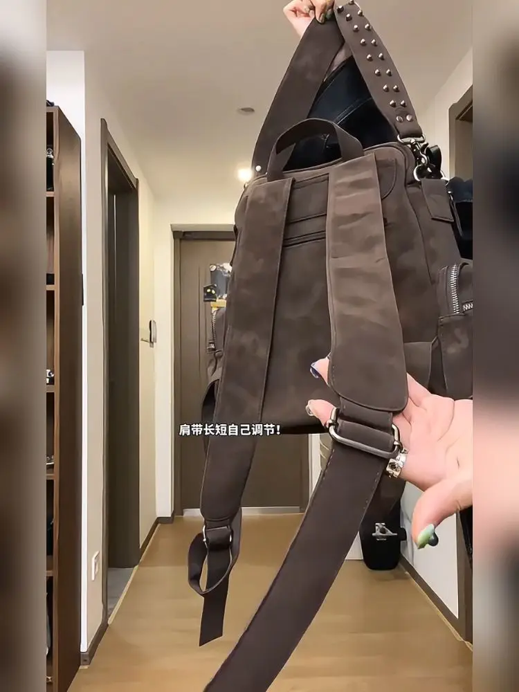 JIAERDI Retro Large Capacity Brown Backpack Student New Pocket Portable Y2k Backpacks Ladies Vintage Travel Mochila Aesthetic