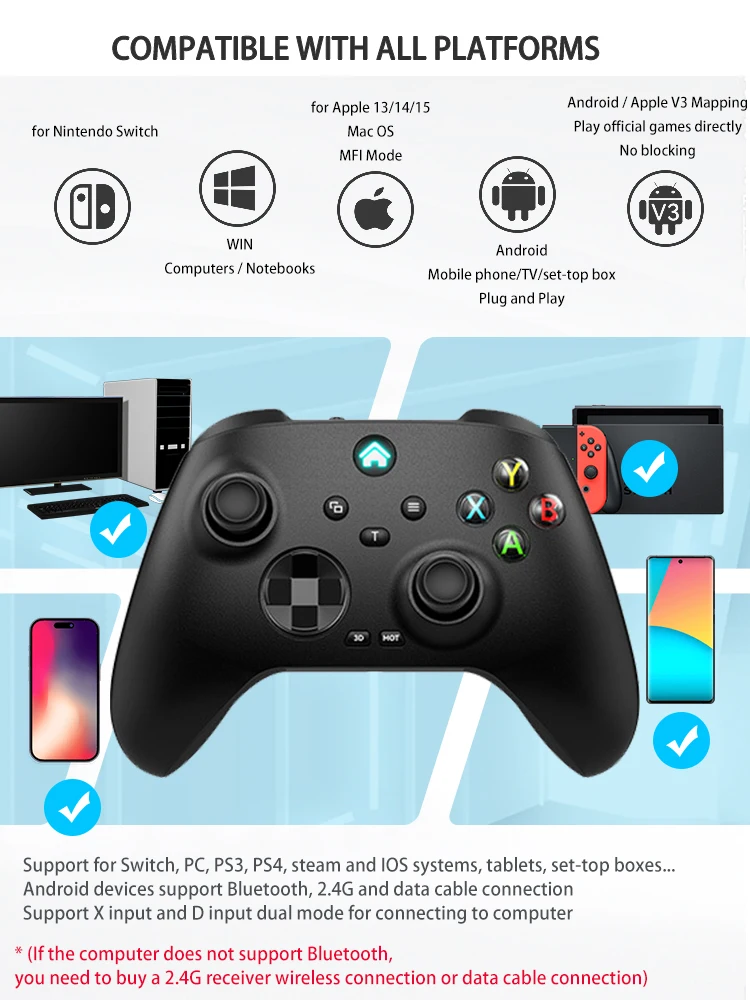 Bluetooth 2.4G Switch Pro Controller Gamepad For Nintend Switch Lite Steam  Game Joystick PC TV Box Smart Phone Tablet PS3 - AliExpress