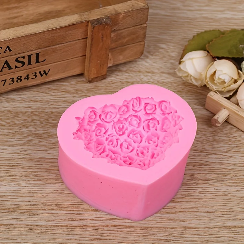 DIY Heart & Rose Candle Silicone Mold - Valentine's Day Decoration Image 1