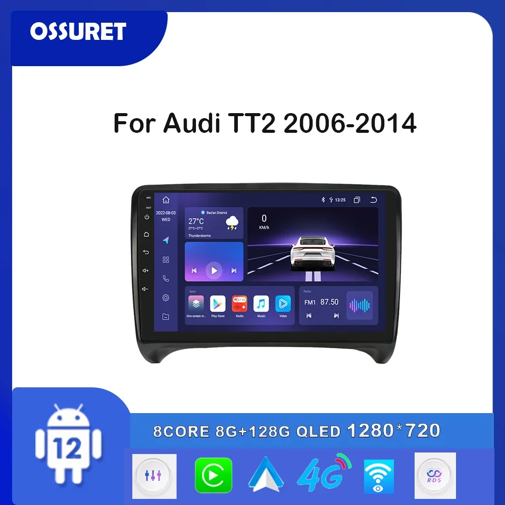 

7862 Android Car Auto radio For Audi TT MK2 8J 2006-2014 multimedia Video player GPS navi Carplay Stereo 4G rds Autoradio 2din