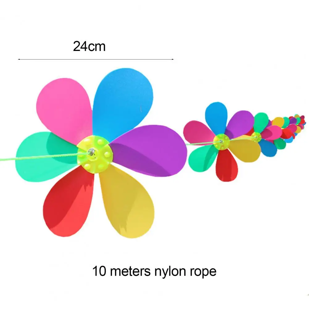 Wind Spinner Toys Wind Whirligig Delicate Craft Six Colors Light Weight Flower Hanging String Windmill for Gift