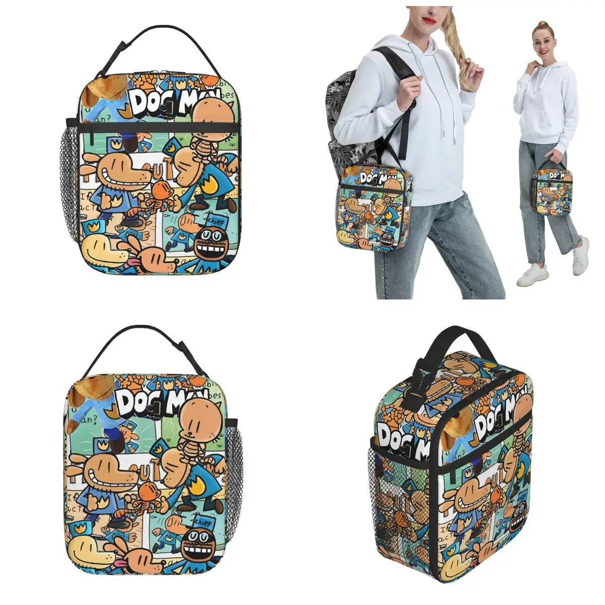 Dog Man Superhero Comic Thermal Insulated Lunch Bag for Office Portable Food Bag Container Men Women Cooler Thermal Lunch Boxes 2