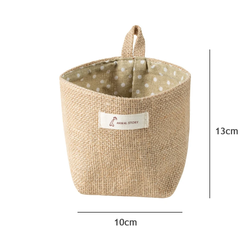 Jute Cotton Linen Storage Bag  Home Organization and Storage  Organizer Basket for Cosmetic Sundries Storage Box Decor images - 6