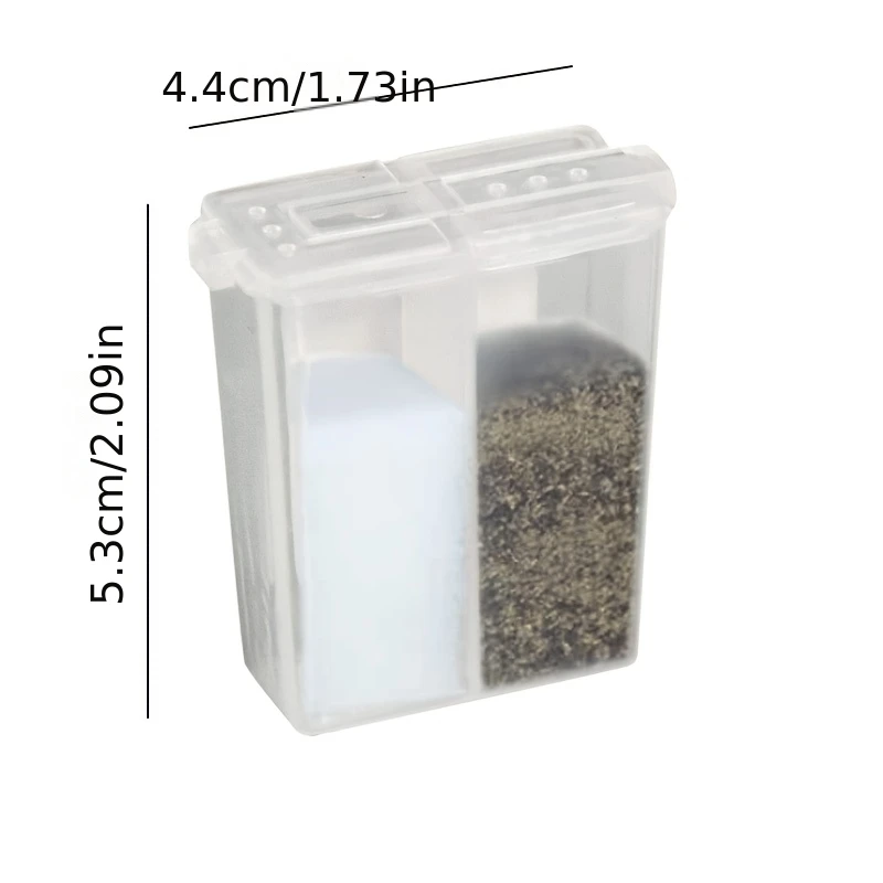 1/2pcs 2in1 Camping Seasoning Shaker Multi-Purpose Spice Jar With Lid 2-Compartment Outdoor BBQ Cooking Salt Pepper Storage Box