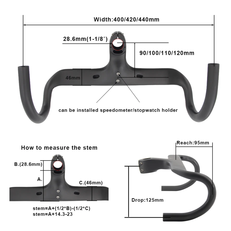 Tige vélo route fibre de carbone 31 8 guidon diamètre 617 Tige vélo route fibre de carbone 31 8 guidon diamètre 617