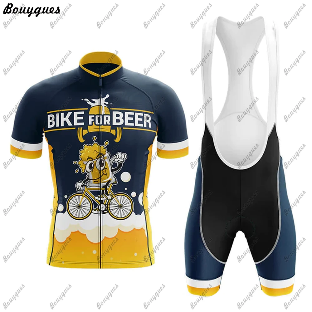New BEER Cycling Jersey Set Summer Cycling Clothing MTB Bike Clothes Uniform Maillot Ropa Ciclismo Man Bicycle Suit