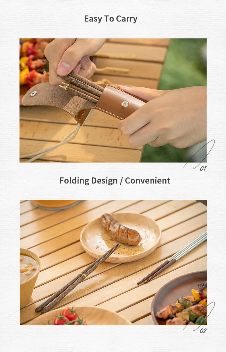 Description Picture 3 of itemNaturehike New Ultralight Folding Wooden Chopsticks Solid Portable Reusable Outdoor Camping BBQ Picnic Tableware Chop Sticks