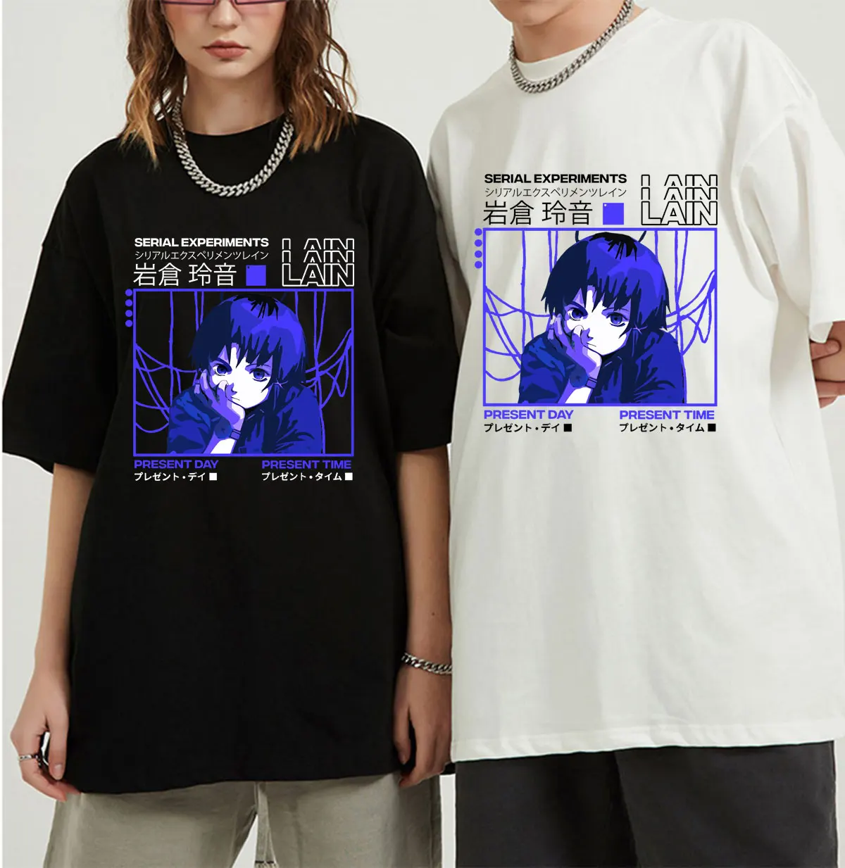 

Serial Experiments Lain Oversized T-Shirt Men Cotton T Shirt Glitch Iwakura Manga Weeb Girl Sci Fi Anime Short Sleeve Tee Tops