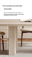 Ensemble de salle à manger rétro mi-siècle en travertin sur mesure toutes tailles, chaises rembourrées en bois massif, mobilier de salle à manger familial robuste 5