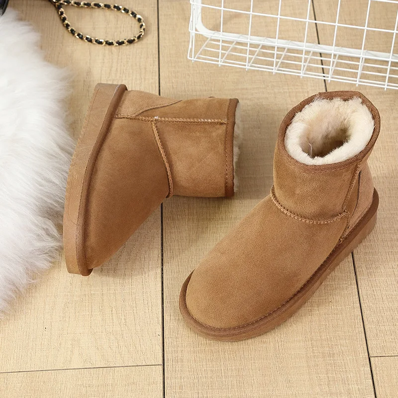 

Classic 2023 Women Shoes Waterproof Nature Fur Wool Real Sheepskin Leather Classic Snow Boots Genuine Sheepskin Women Boots