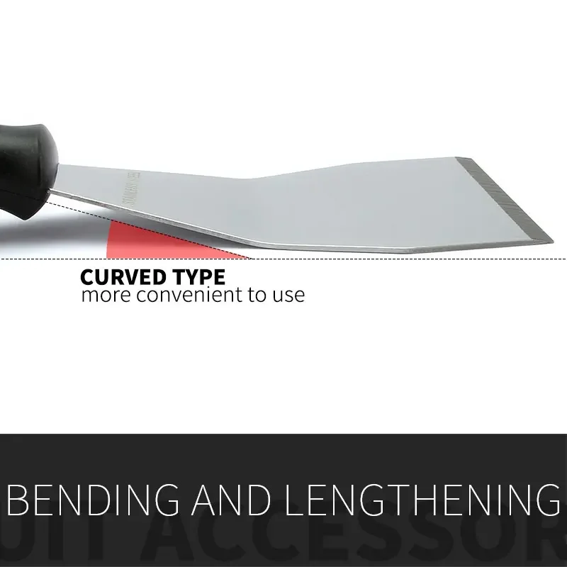 Putty Knife Scraper Stainless Steel Bend Curved Edge Bending Blade Shovel Bending 250mm Length 1Pcs