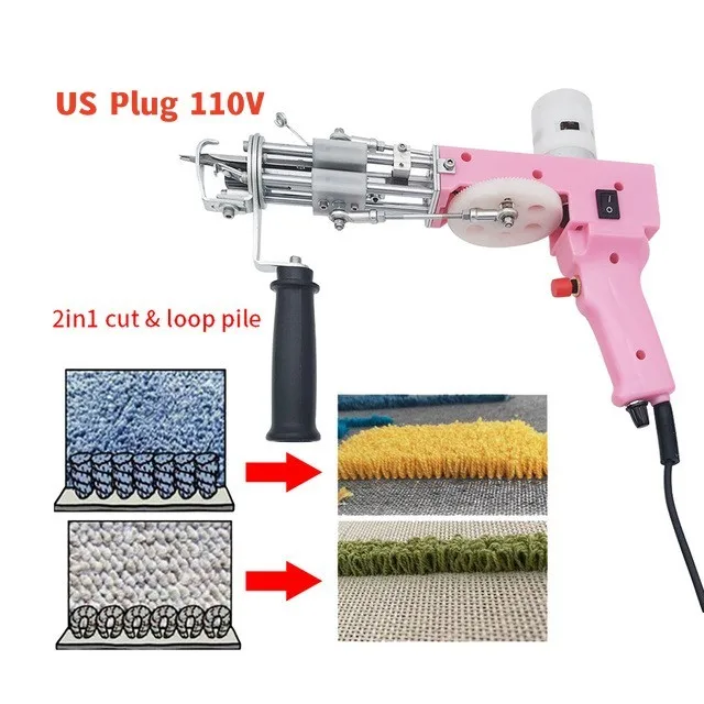  Suteck Tufting Gun Starter Kit, 2 in 1 Cut & Loop Pile Rug Tufting  Gun, 100V-240V Electric Carpet Flocking Machine, with 12-Color Yarn Rolls  and Tufting Cloth, Ideal for Tufting Lover 