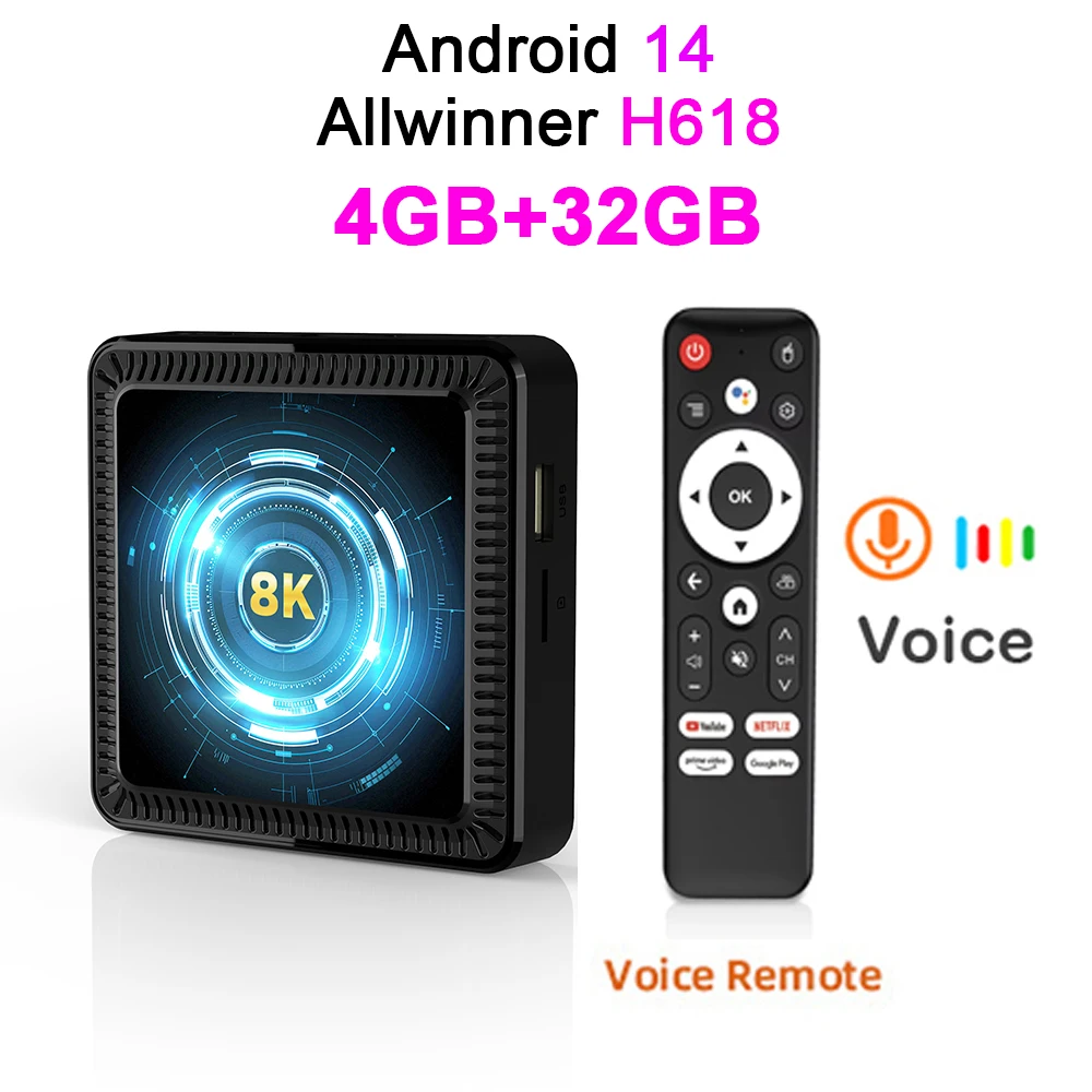 ממיר טלוויזיה חכם אנדרואיד 16 Q19 מעבד Allwinner H618,  Wifi6 כפול, מעבד מרובע ליבות, תמיכה בווידאו 4K 8K,  עוזר קולי של גוגל, נגן מדיה 8GB+256GB