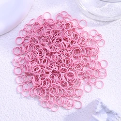 100pcs Colorful Painted Iron Rings for DIY Accessories and Keychains (Pink)