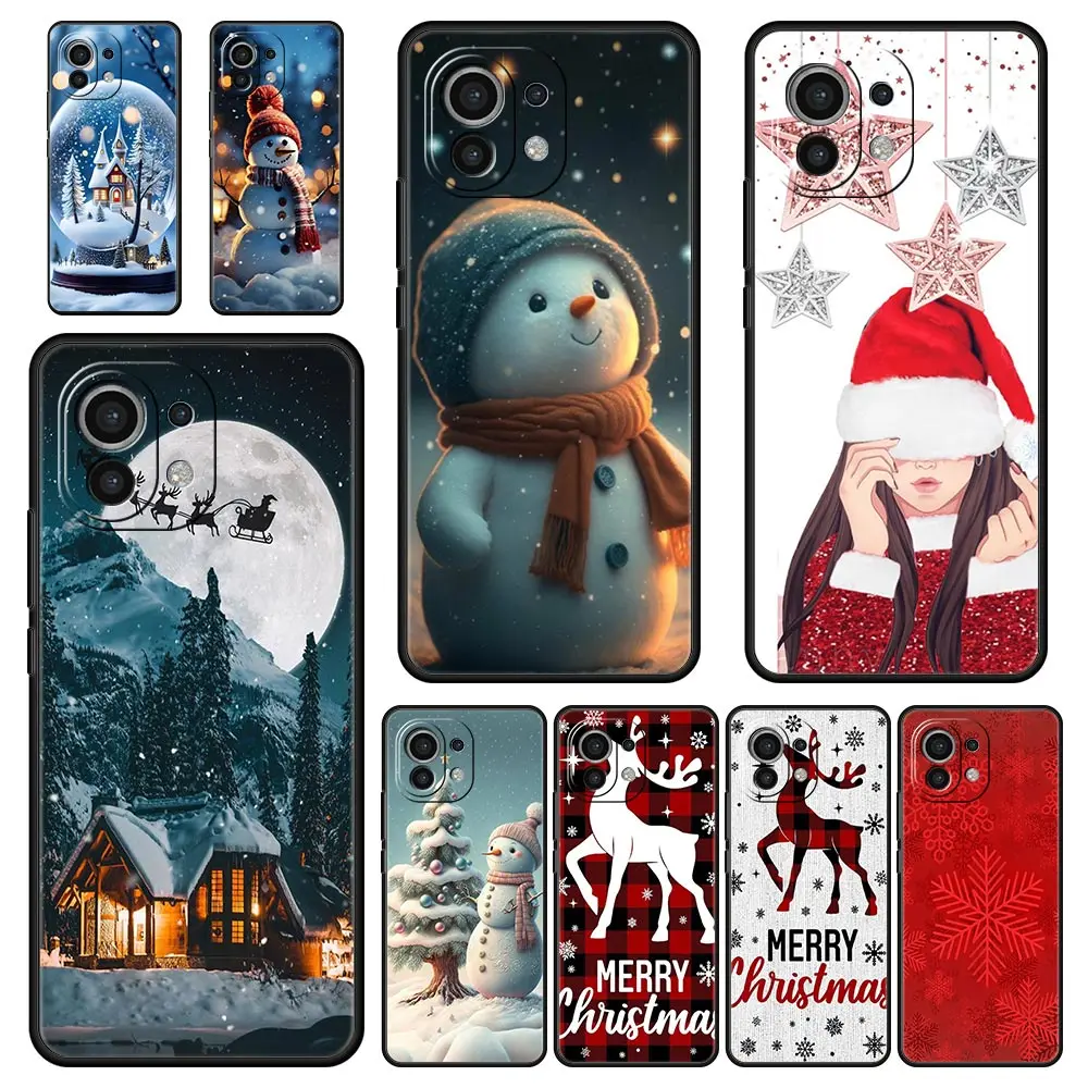 Christmas Graphic Printed Silicone Black Phone Case - Festive Holiday Design Cover