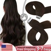 Moresoo Tape in Real Human Hair Extensions #4 Dark Brown Natural Remy Brazilian Hair PU Skin Weft Hair Extensions Tape in 1