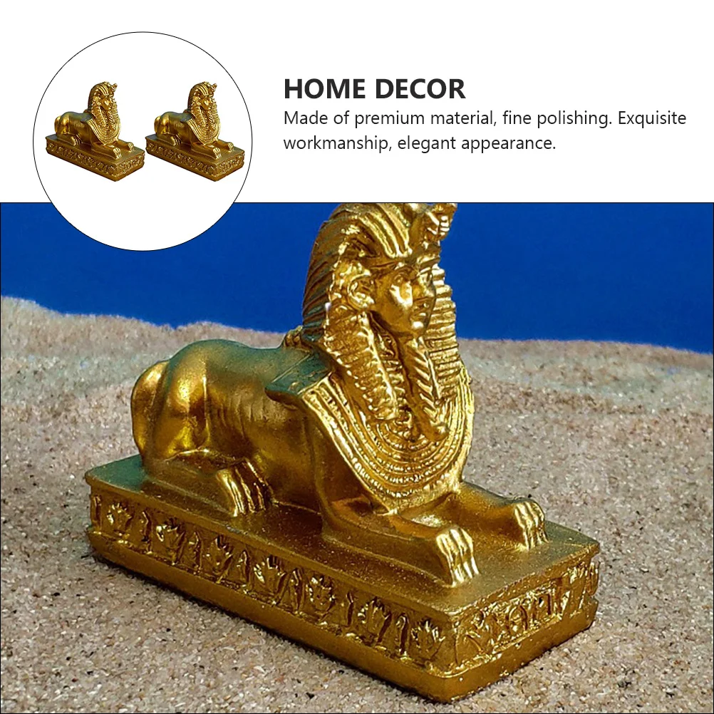 2pcs Resin Sphinx Decoration Ancient Egyptian Sphinx Ornament Simulated Sphinx Model Statue Craft For Home Cafe Desktop Decor - Image 5