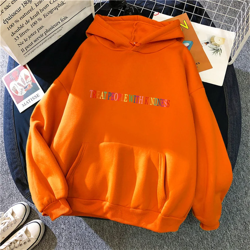 TREAT PEOPLE WITH KINDNESS Autumn Women Hoody Casual Fleece Woman Hoodie Hip Hop Pullover Female Sweatshirt Unisex Streetwear 5