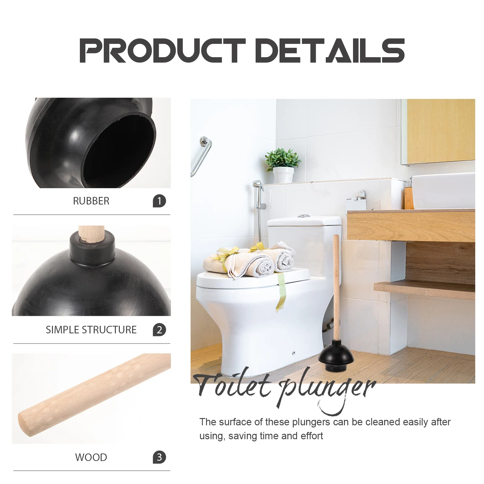 Convenient toilet plunger Durable and Reusable Bathroom Anti Clogging Tool for Efficient Drain Unclogging