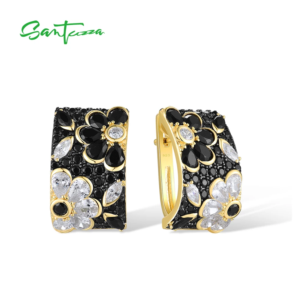 Santuzza Orecchini Donna A Fiore In Argento 925 Con Smalto E Dettagli In Vetro – Regalo Elegante Per Feste