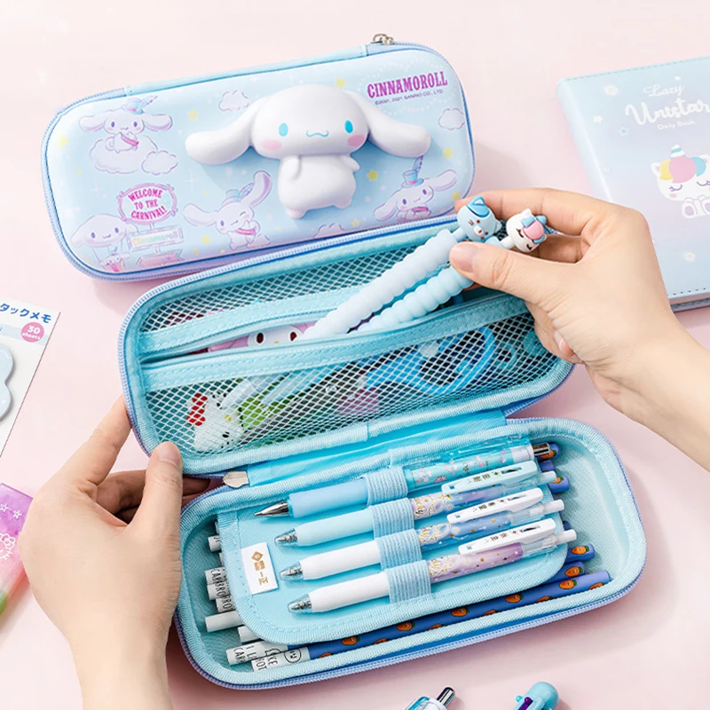 Sanrio Cute Large Capacity Pencil Case Kawaii Cinnamoroll School Pencils  Bag Pouch Pen Case Supplies Stationery