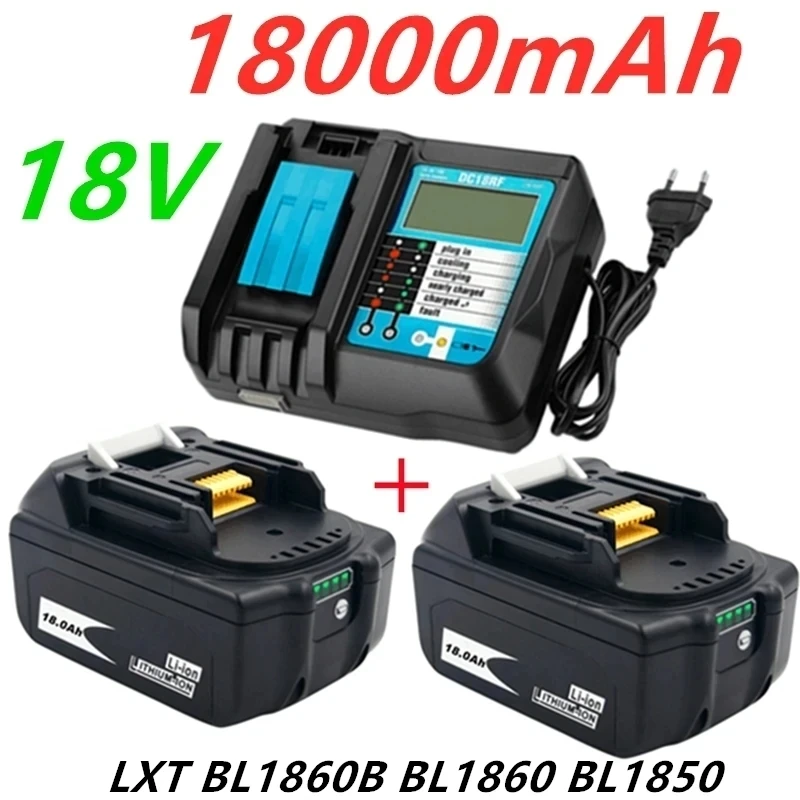 

18V 18.0Ah Rechargeable Battery 18000mah LiIon Battery Replacement Power Tool Battery for MAKITA BL1860 BL1830+3A Charger