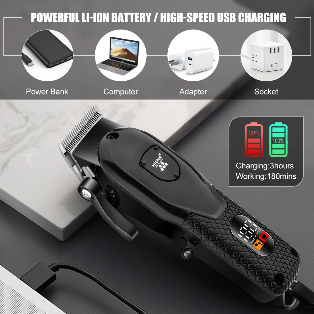 HIENA trimmer hair cutting machine Retro style Barber shop Machines for cutting hair professional barber trimmer HYN-228 3