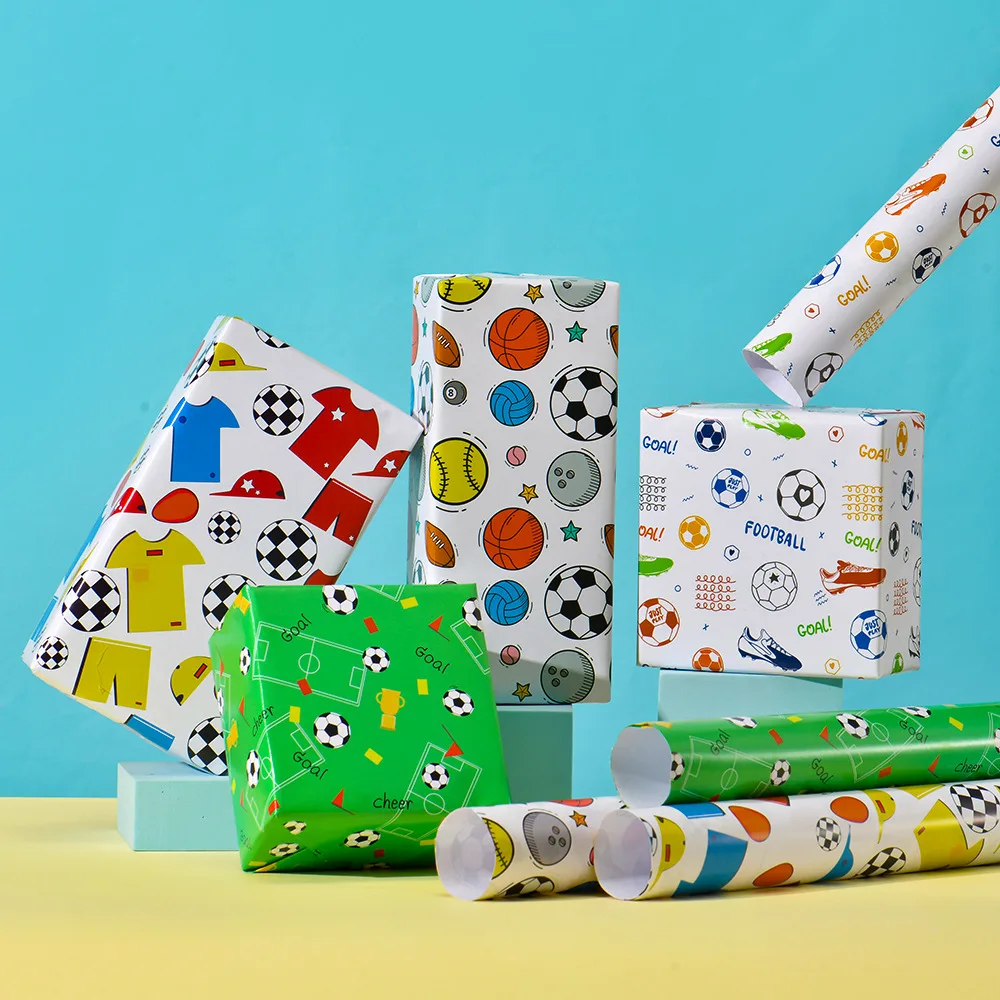Gift wrapping paper 50X70cm football pattern gift packaging coated paper