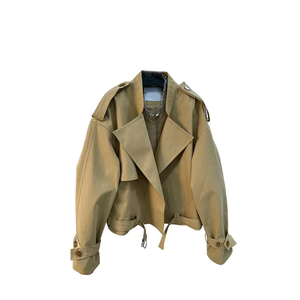 Workwear Short Style Little Fellow Loose Coat Female 2024 Autumn and Winter New Style Fallow All-match Advanced Trench Coat