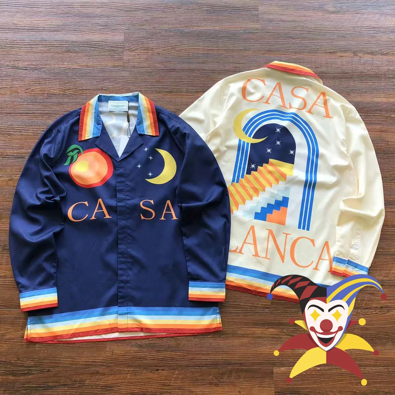 

Casablanca Shirts Men Women Best Quality Sun Moon Printing Long Sleeved Shirt Top Tees Inside Tag