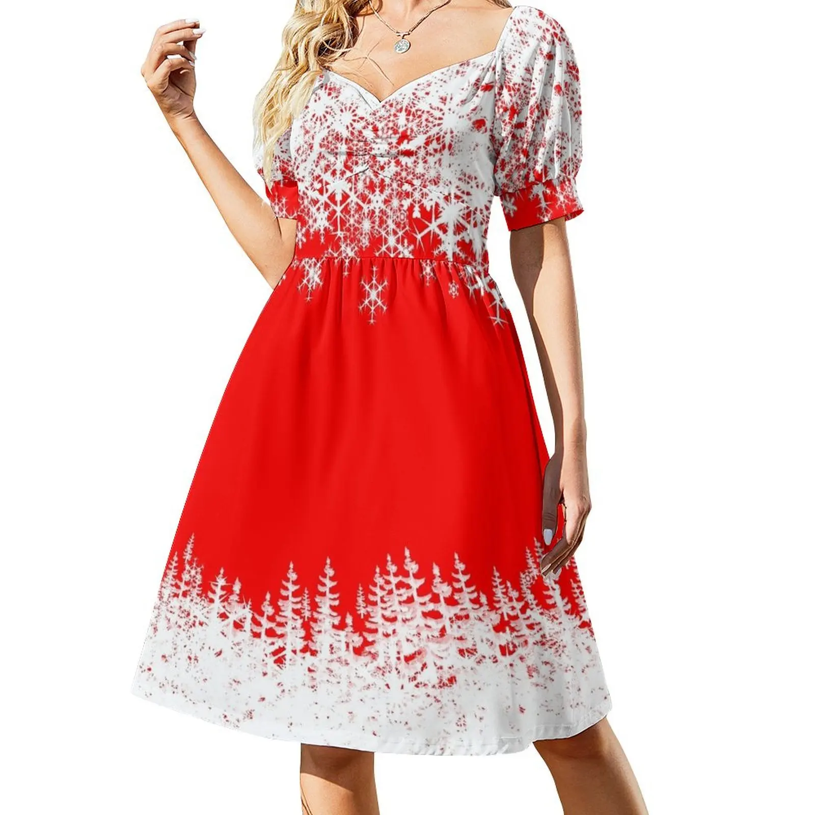 Vestido de manga corta con copos de nieve para vacaciones, vestidos de noche de lujo para mujer , vestidos para eventos especiales.