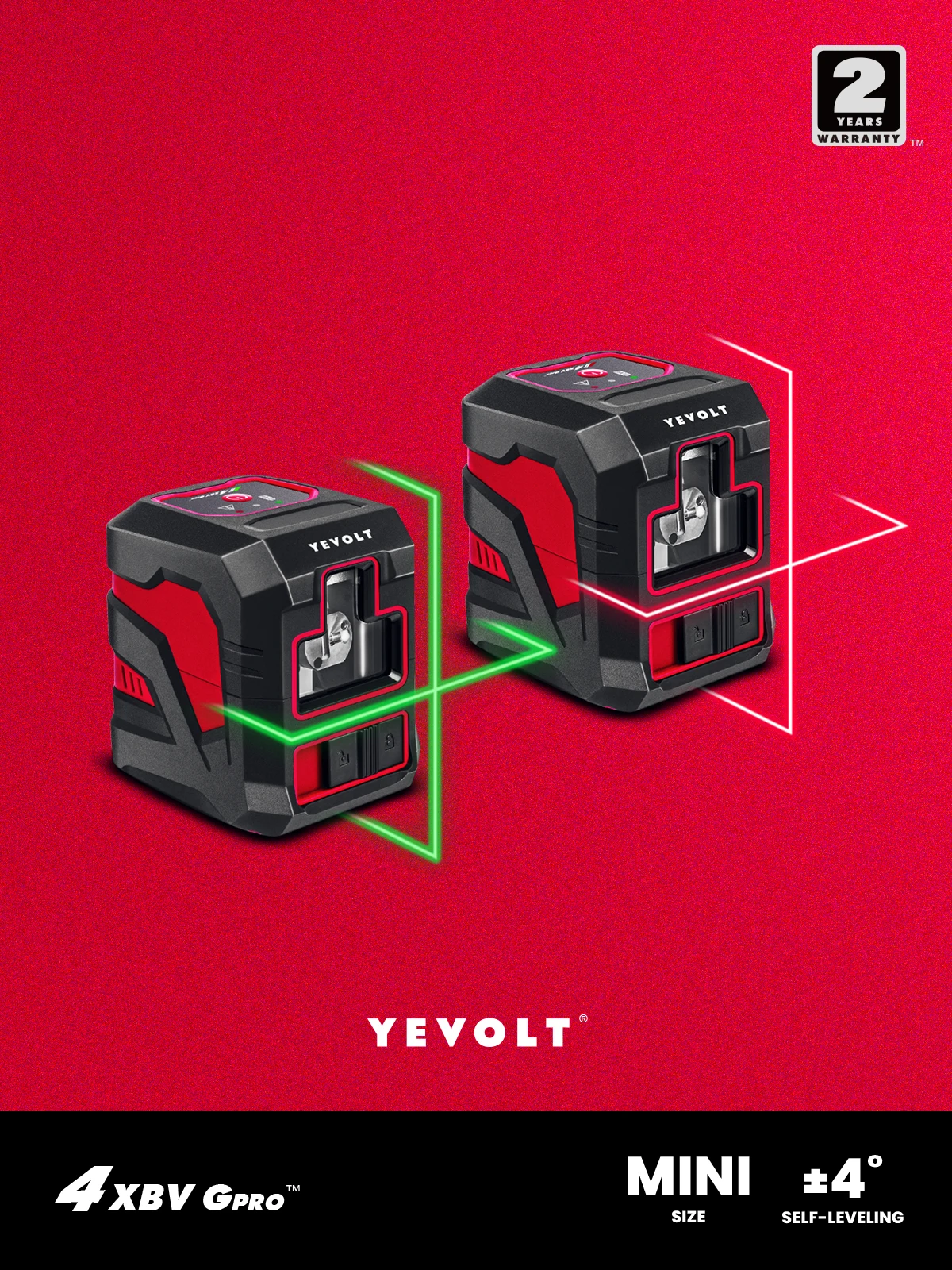 Yetolt Yvrll4Xs2/Yvgll4Xs2 Rosso/Verde Cross Line Laser Level 2-Line Autolivellante Strumenti Di Misurazione Macchina Da Costruzione