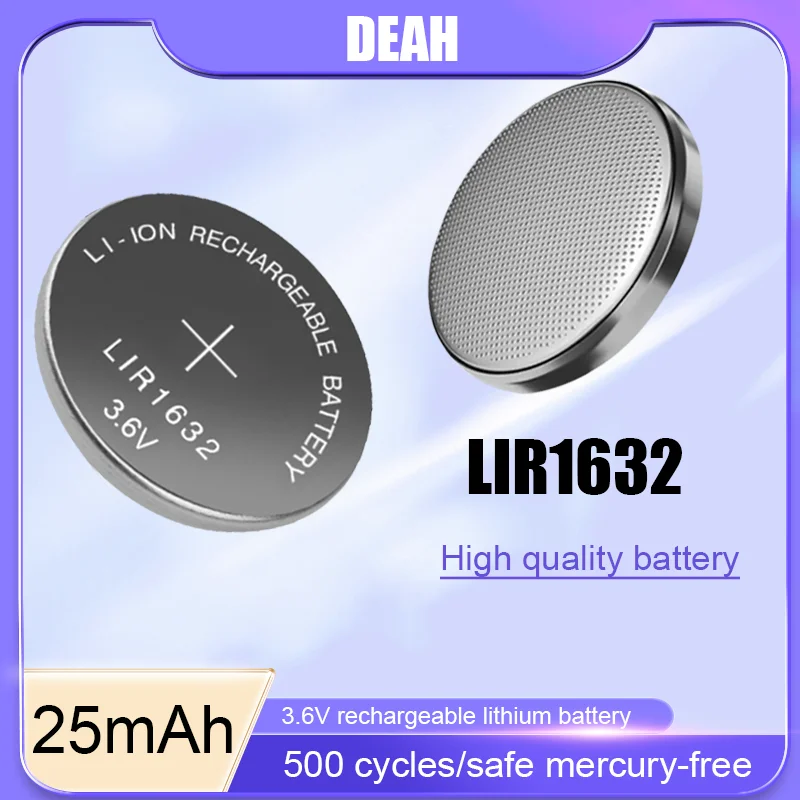 LIR1632 1632 3.6V Lithium Rechargeable Battery Replace CR1632 For Car