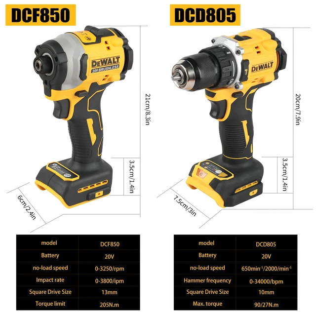 DeWalt Lithium Brushless Motor Screwdriver Electric Screwdriver Electric Hand Drill Impact Drill Combination Kit DCF805 DCD850 6