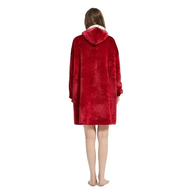 Winter Hoodies Sweatshirt Women Men Pullover Fleece Giant TV Oversized Blanket with Long Flannel Sleeves 5